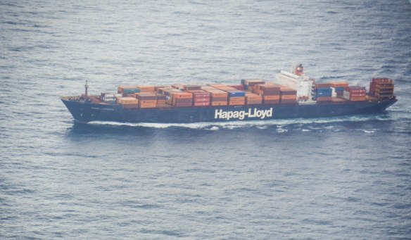 a container ship underway 