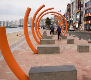 orange wave (sculpture on Gwangali Beach Korea)
